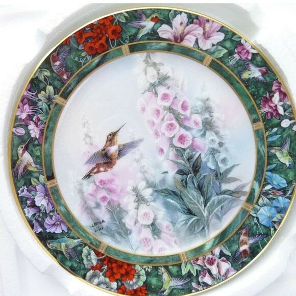 Vintage Decor Bird Plate Rufous Hummingbird Lena Liu Hummingbird - Picture 1 of 3